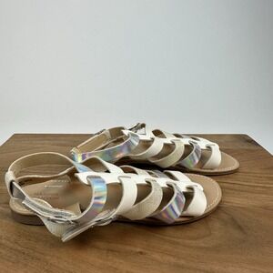 New Harper Canyon Valentina White‎ Sparkle Holographic Gladiator Sandals Size 4